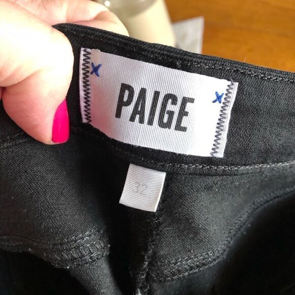 Paige Verdugo Ultra Skinny Jeans Black Eclipse Destructed Distressed Size 32 - Picture 10 of 12